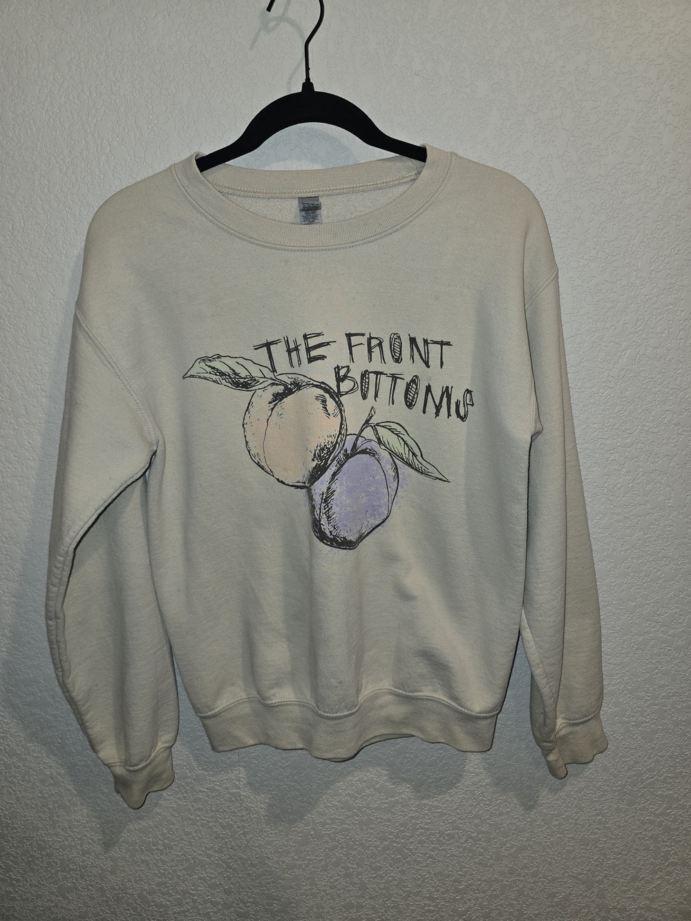 The Front Bottoms Peach & Plum Band Sweatshirt Cream Tan Size S